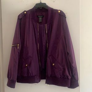 Purple Satin Bomber Jacket